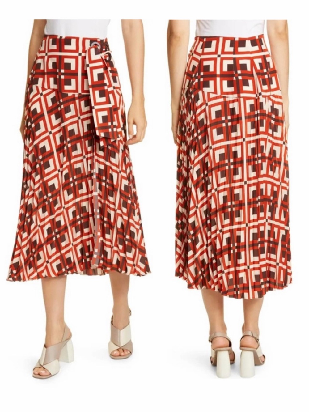 Johanna Ortiz Lace-Up Crêpe de Chine Midi Wrap Skirt